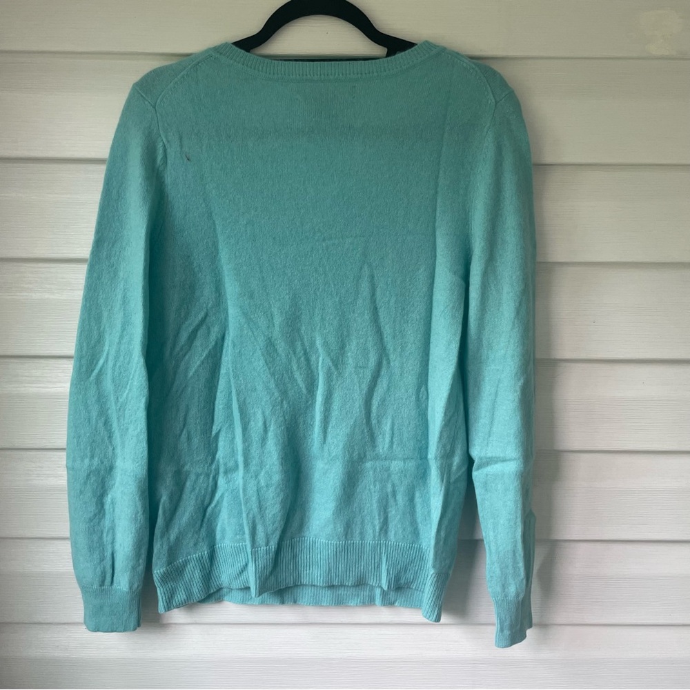 TAHARI | 2-Ply Cashmere V Neck Sweater Teal Soft Women Size M - Picture 2 of 4